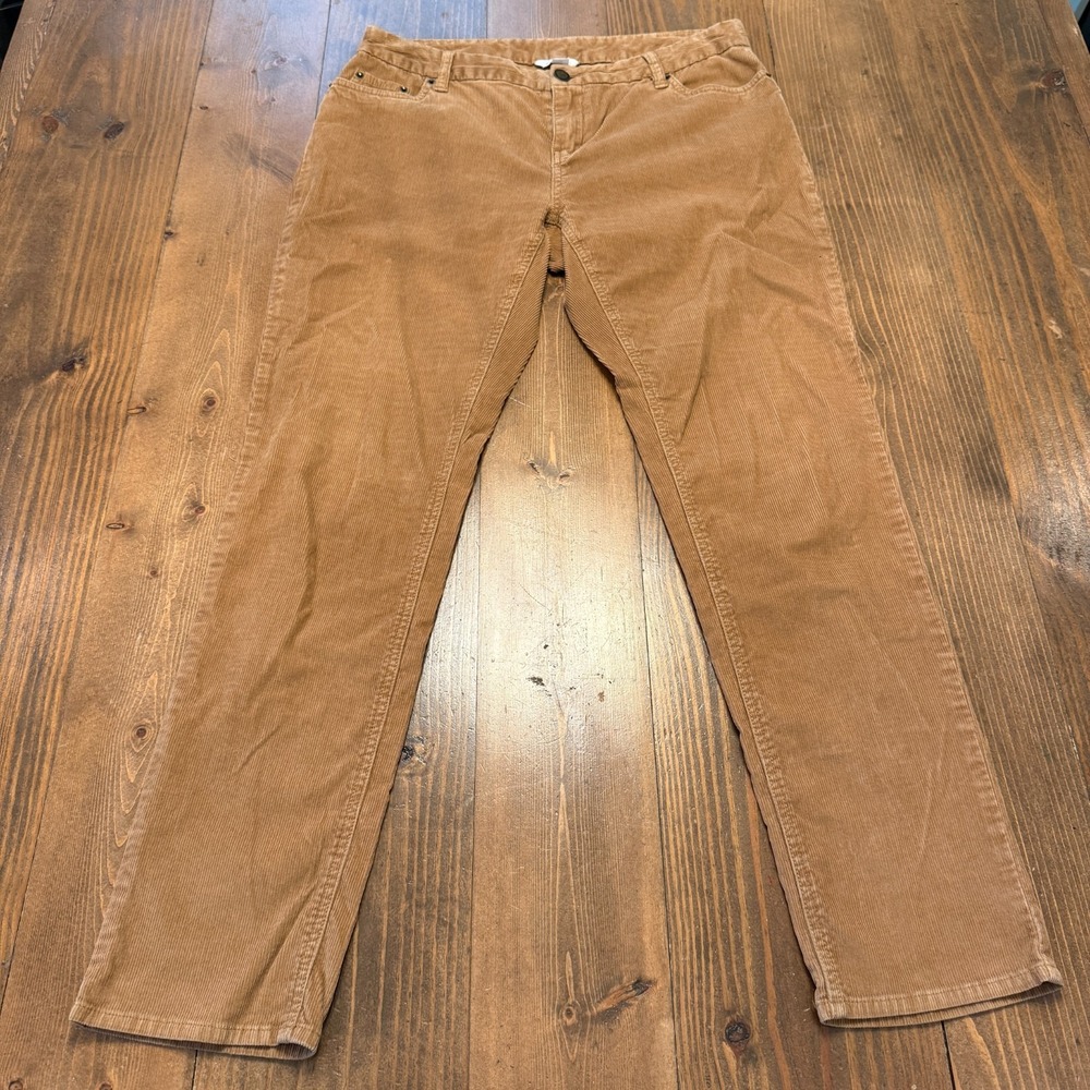 Garnet Hill Slim Straight 5-Pocket Corduroy Pants Camel Brown Mid Rise Size 10P